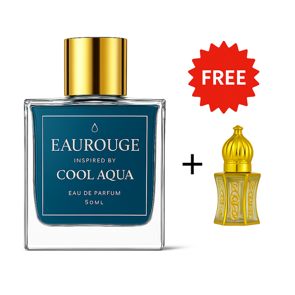 COOL AQUA Eau de Parfum – Inspired Luxury Fragrance for Men & Women | 50ml + Special Offer: Get a Free Premium Attar with every purchase!